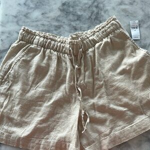 Women's Tan Linen Shorts